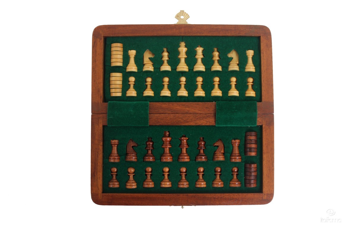 Set magnetico scacchi e dama in legno
