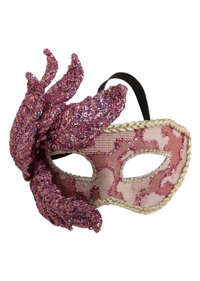 maschera con foglie glitterate rosa