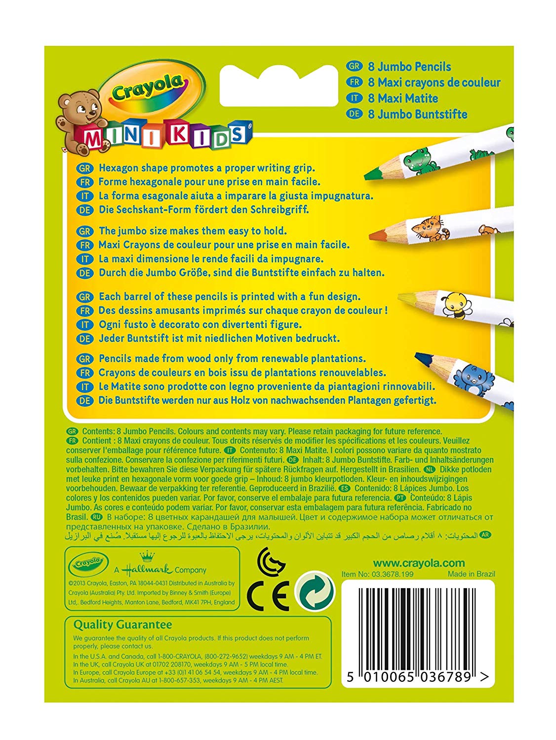 8 matite maxi colorate mini kids
