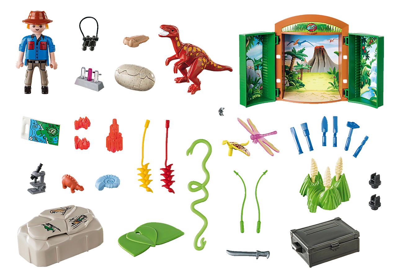 archeologo con uovo di dinosauro