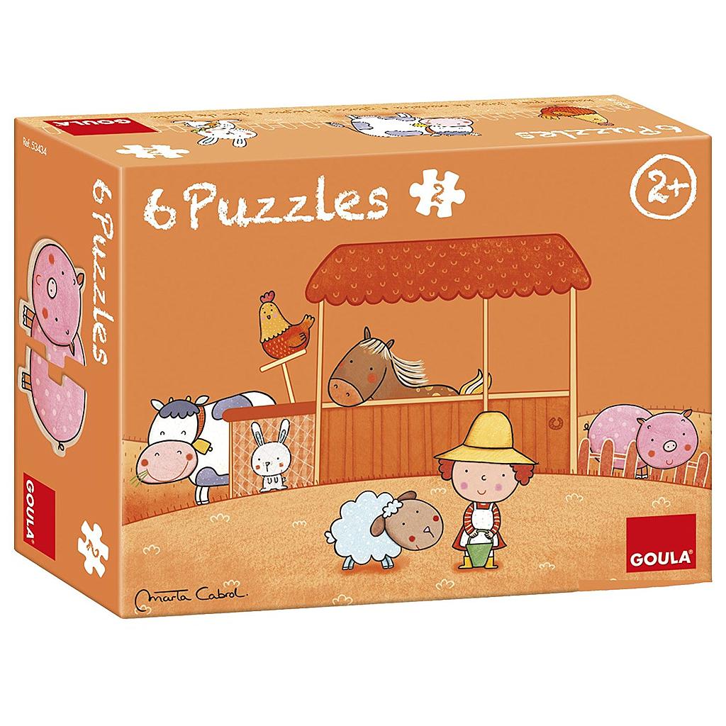 Animali della fattoria 6 puzzle da 2 pezzi 