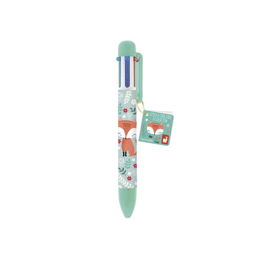 Penna a 6 colori (2 modelli assortiti: Volpe + Unicorno)