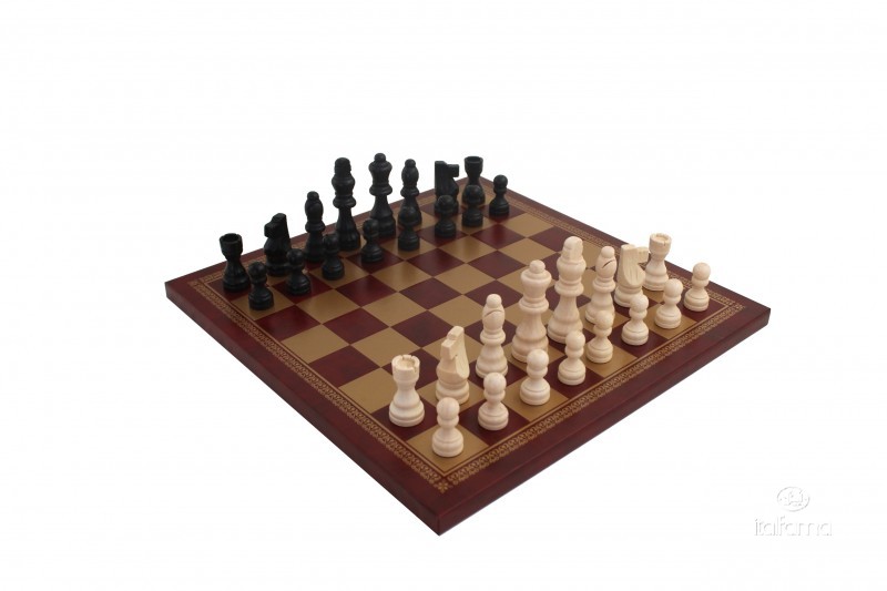 Scacchiera similpelle con scacchi in legno leggero