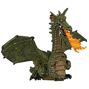 Green winged dragon with flame