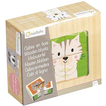 4 cubi in legno animali doudous