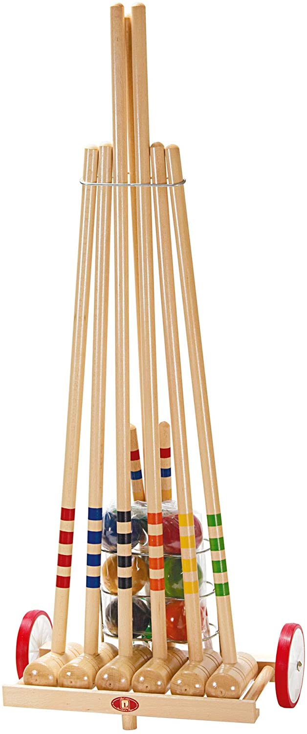 Carrello Croquet in legno per 6 giocatori