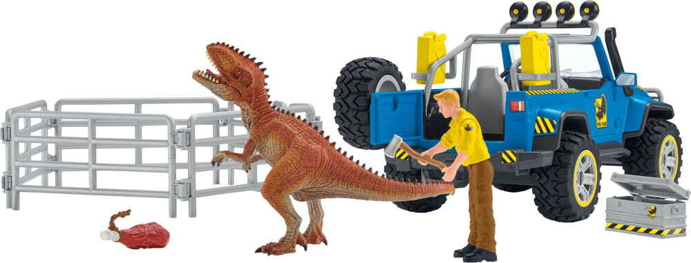 Fuoristrada con recinto per dinosauri