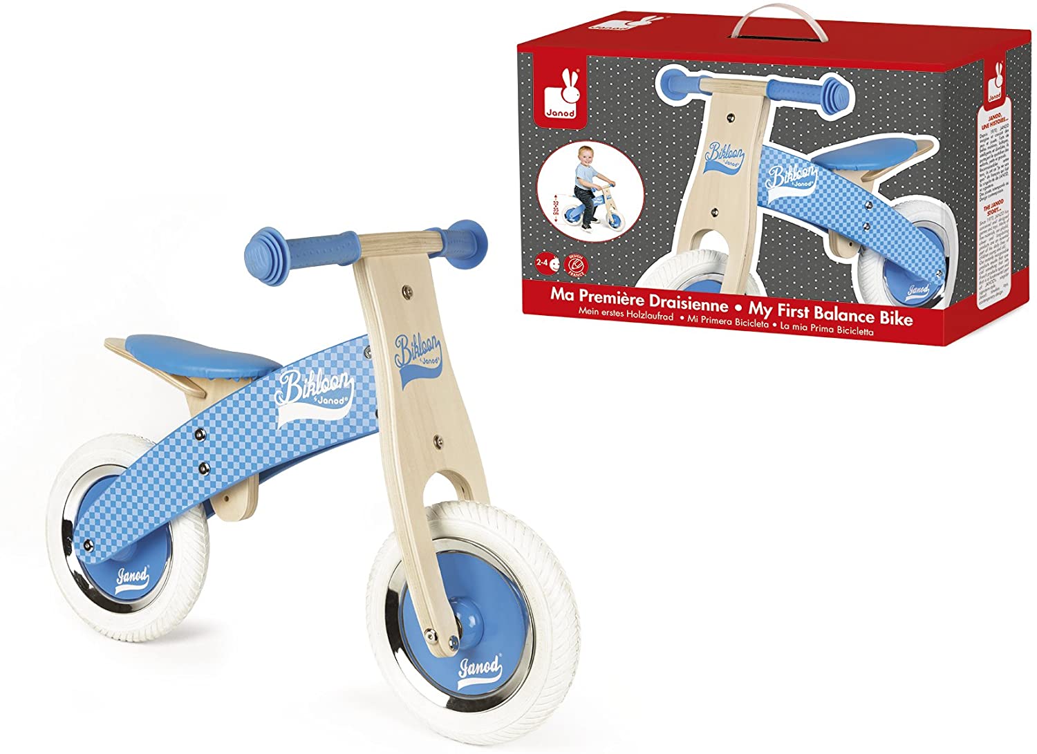bikloon bici senza pedali azzurra in legno
