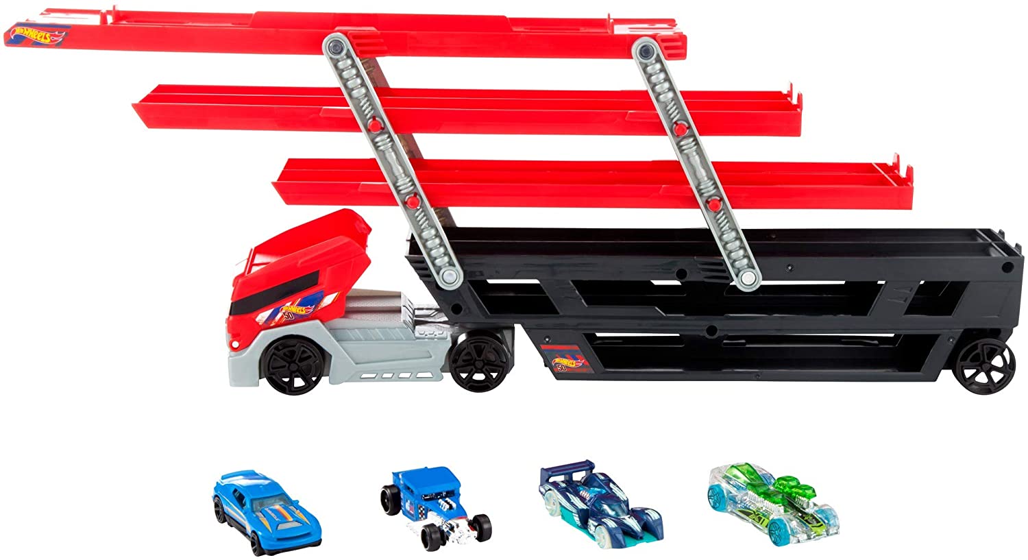 Hot Wheels camion mega con 4 auto