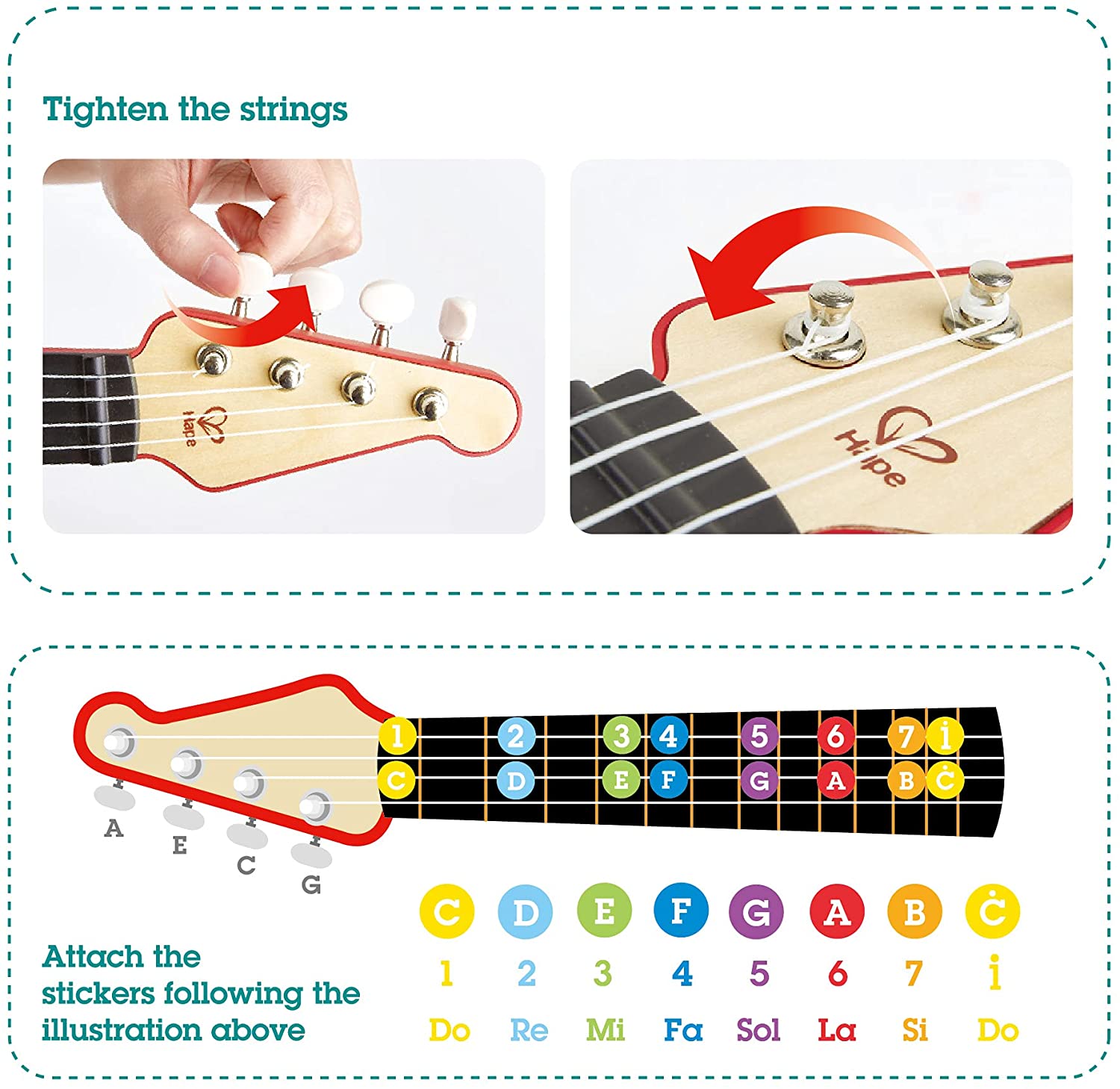 Ukulele rosso a ritmo di luci