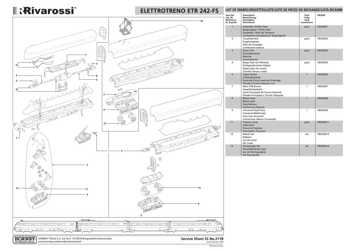 ingranaggi trasmissione per ETR242 hornby