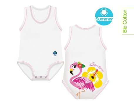 fenicottero  body  0-36m bio cotton summer tropical