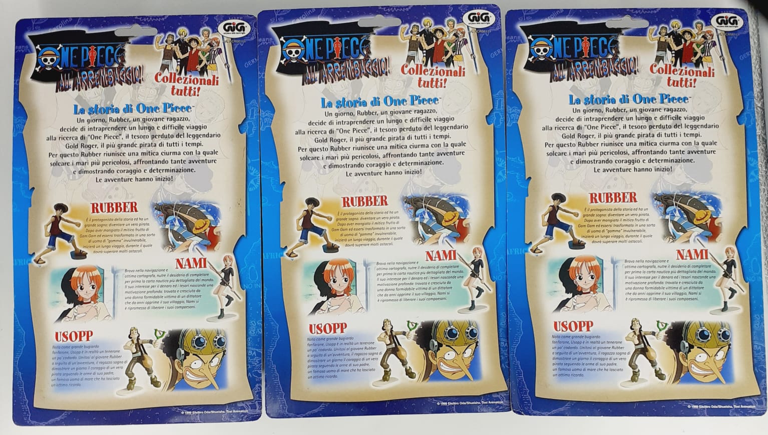 Set completo 3 personaggi One Piece all'arembaggio!