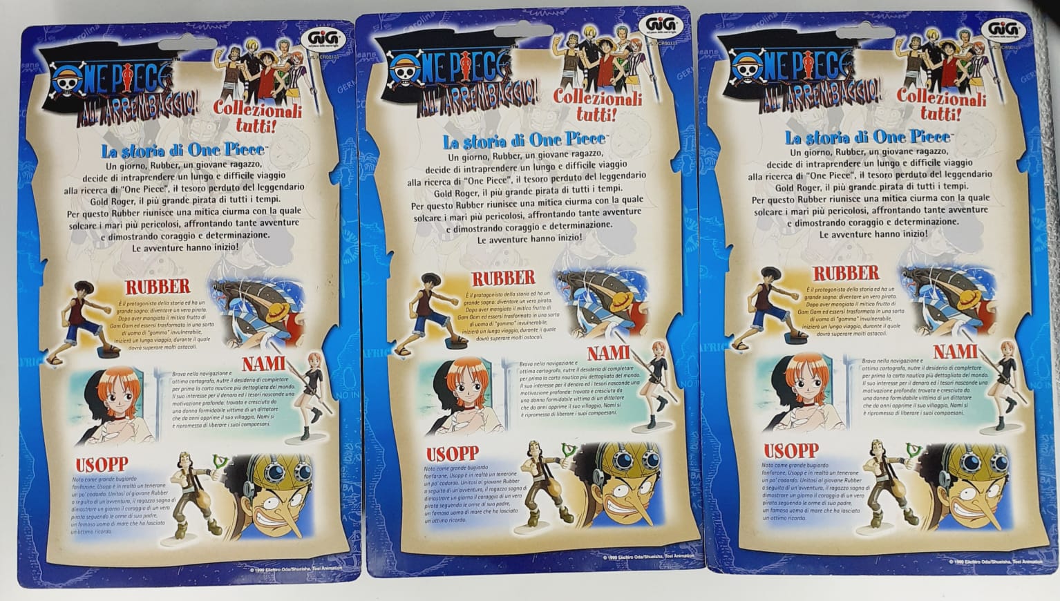 Set completo 3 personaggi One Piece all'arembaggio!