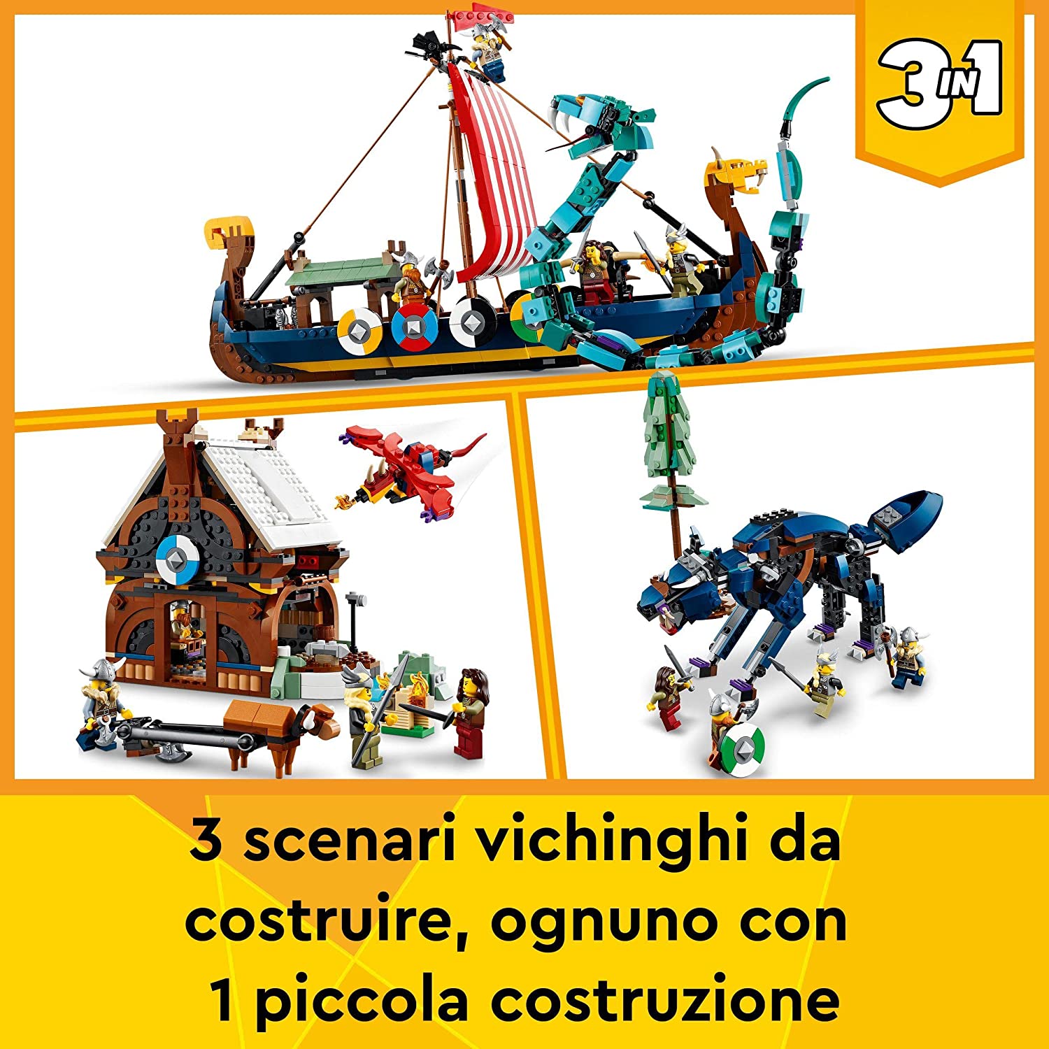 Nave vichinga e Jörmungandr Creator 3-in-1