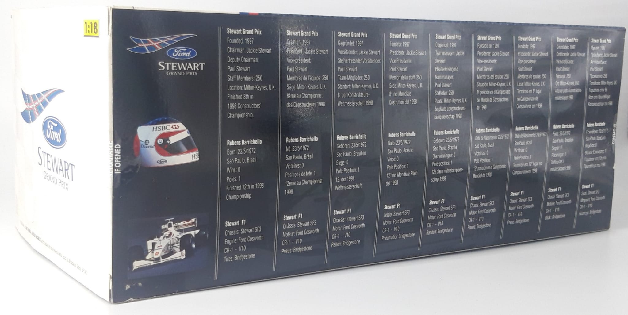 Auto Stewart SF3  Barrichello 1998 scala 1/18