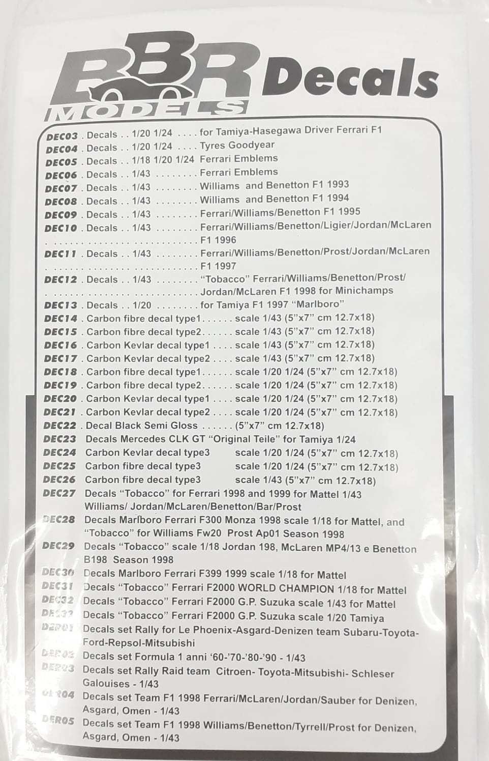 decals ferrari F2000 1/20 tamiya