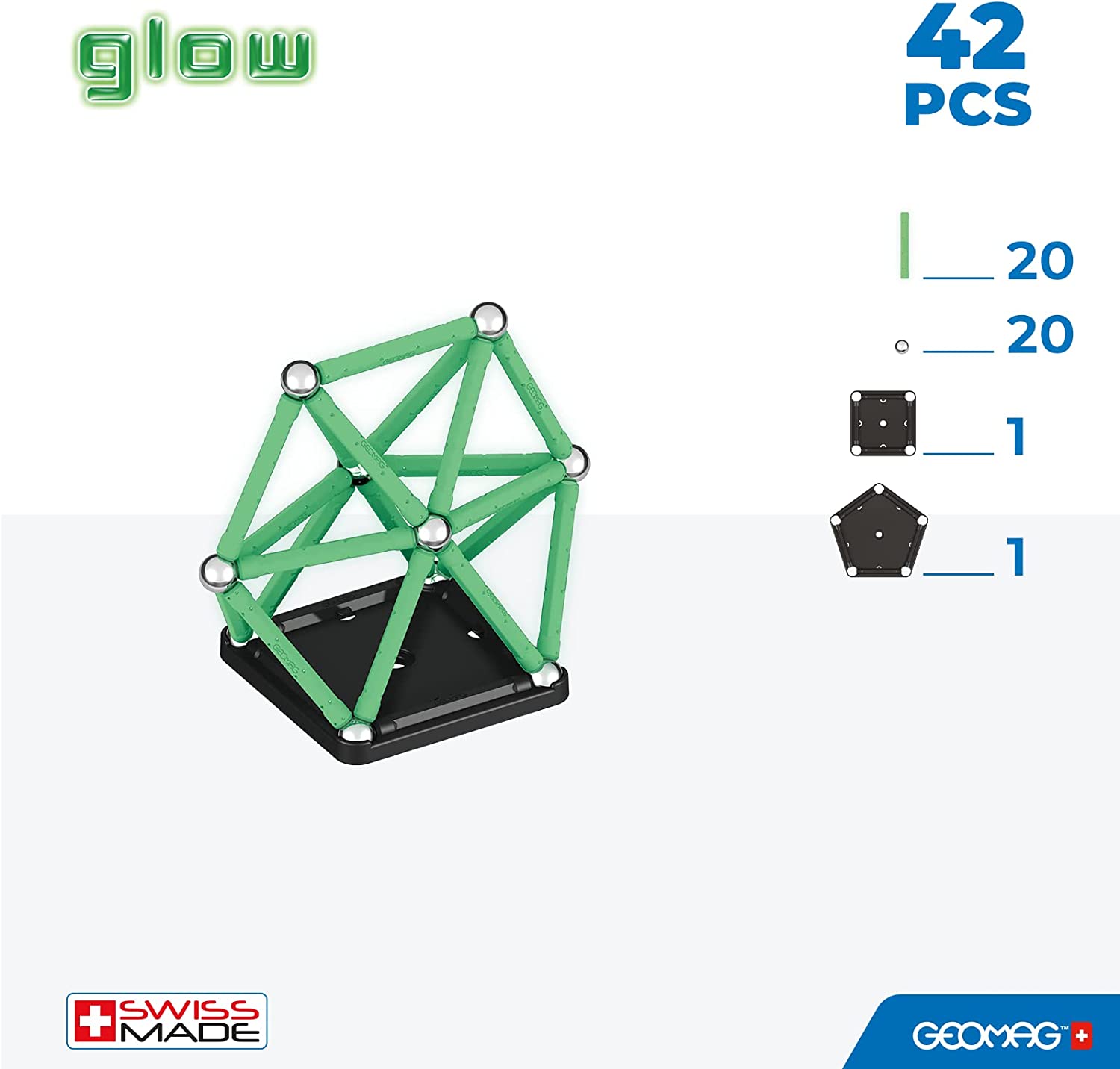 Geomag fluorescente 42 pezzi in plastica riciclata