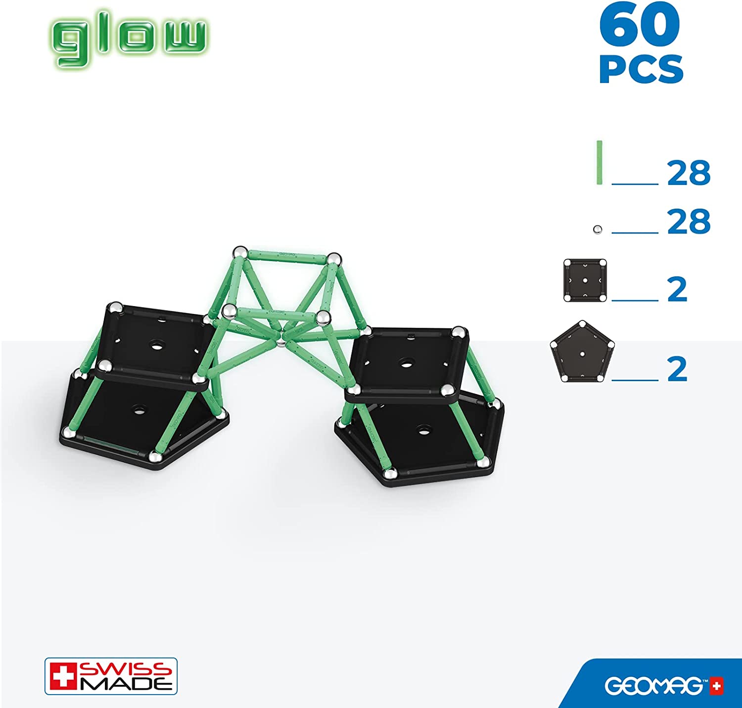 Geomag fluorescente 60 pezzi in plastica riciclata