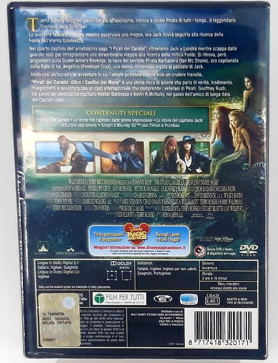 DVD Pirati dei Caraibi oltre i confini del mare sigillato