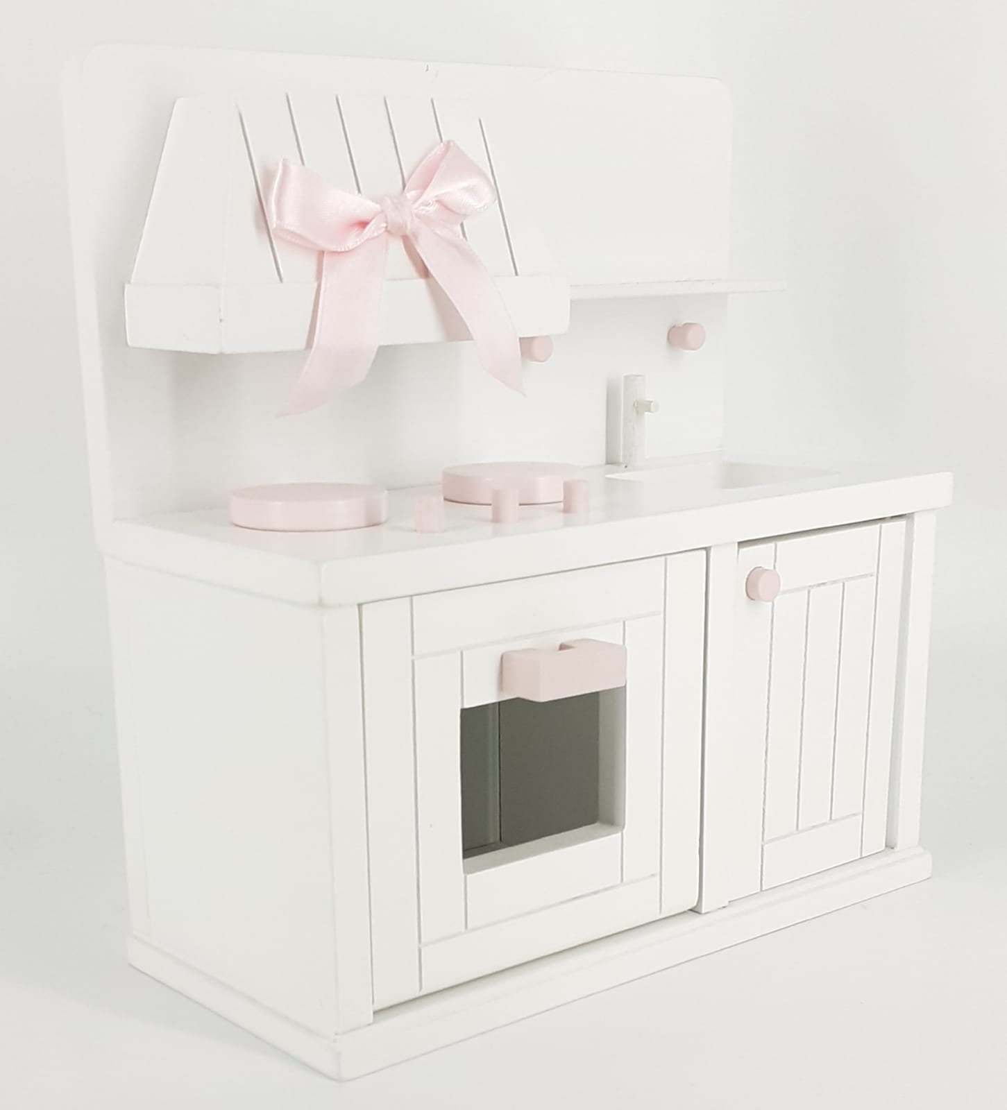 mini cucina bianca fiocco rosa