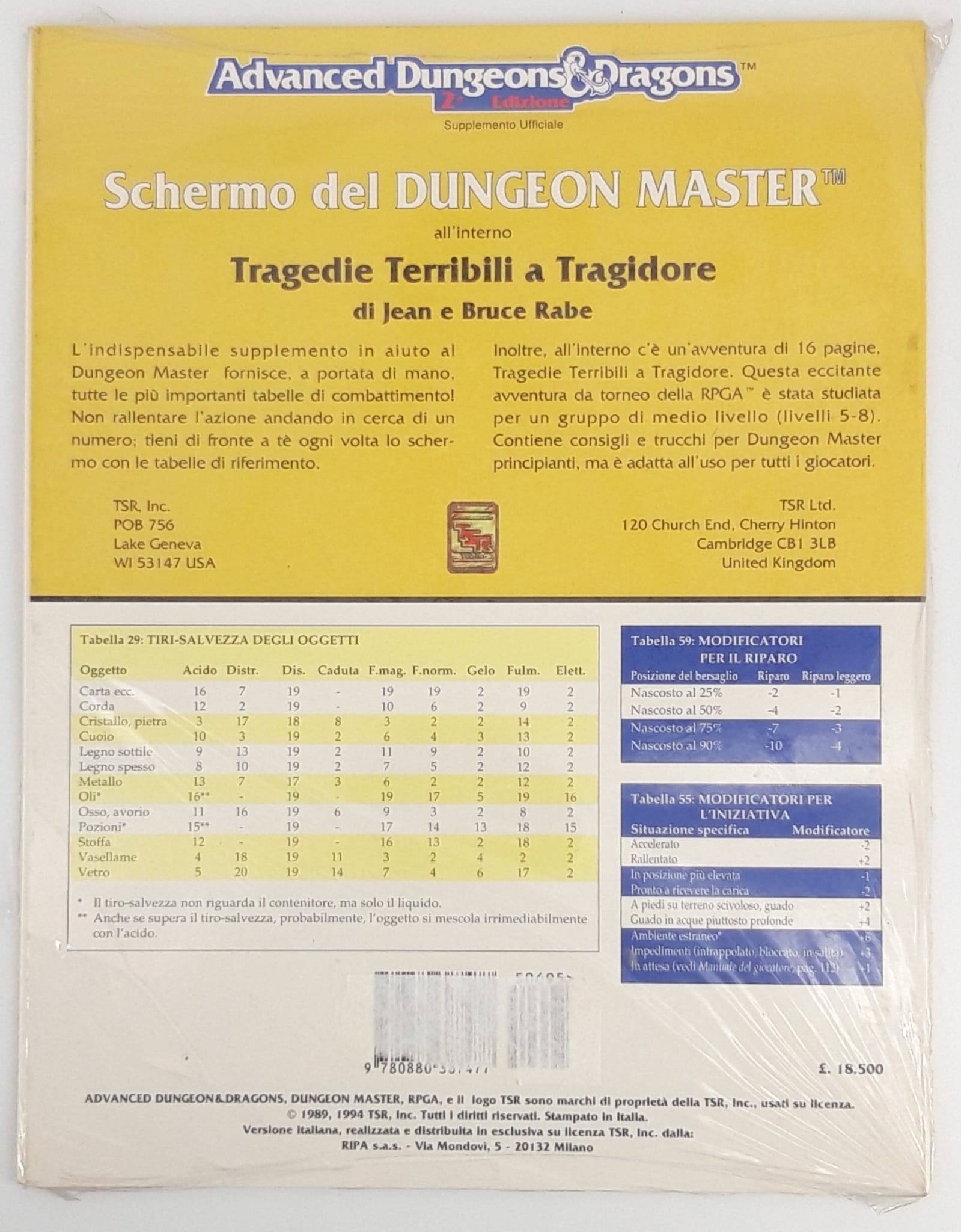 Advanced Dungeon and Dragons 2 Edizione Schermo del Dungeon Master