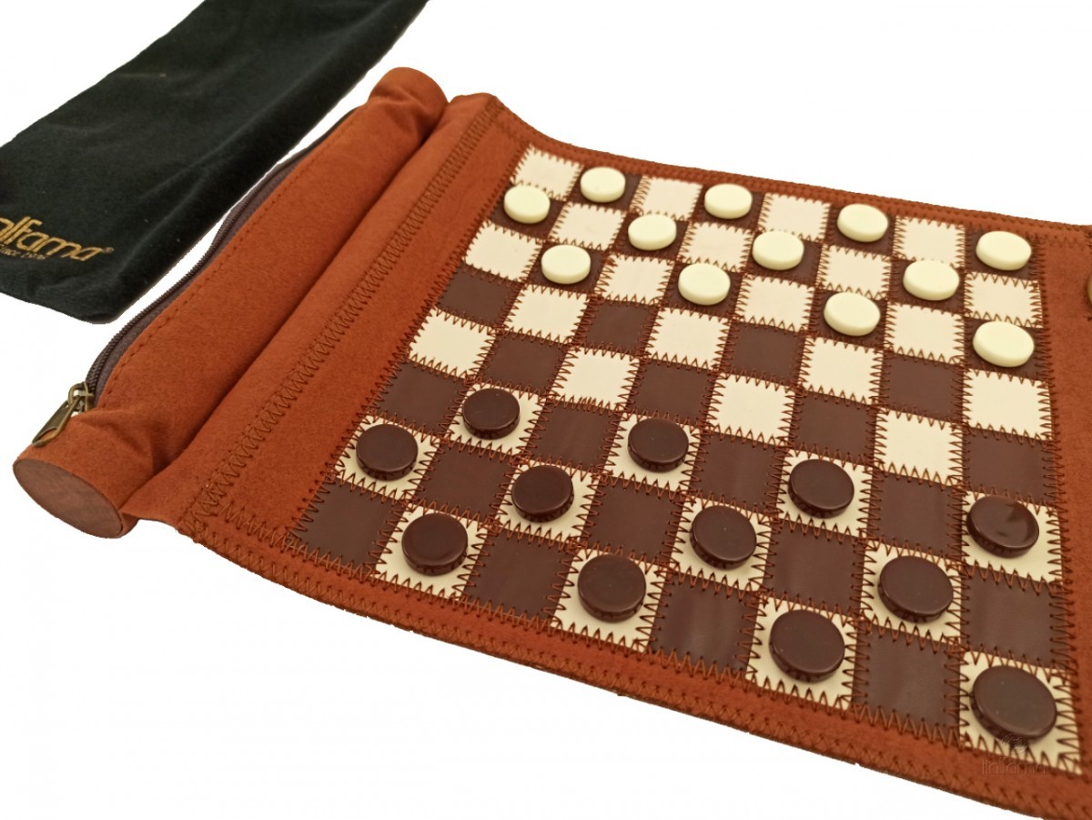 Multigame arrotolabile in pelle marrone