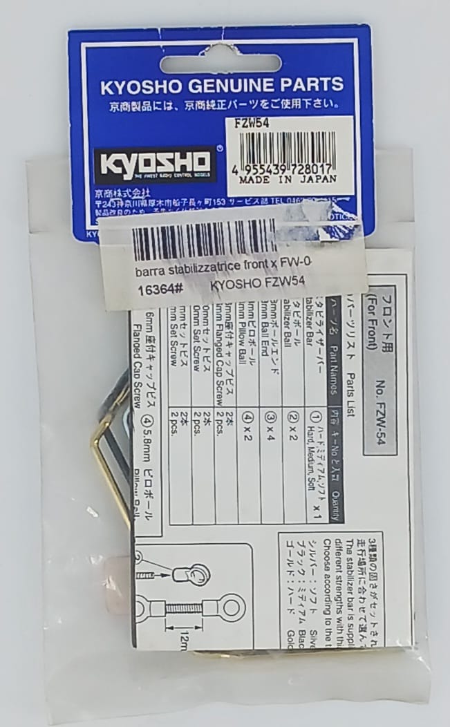 set barra stabilizzatrice posteriore per Super Ten Kyosho