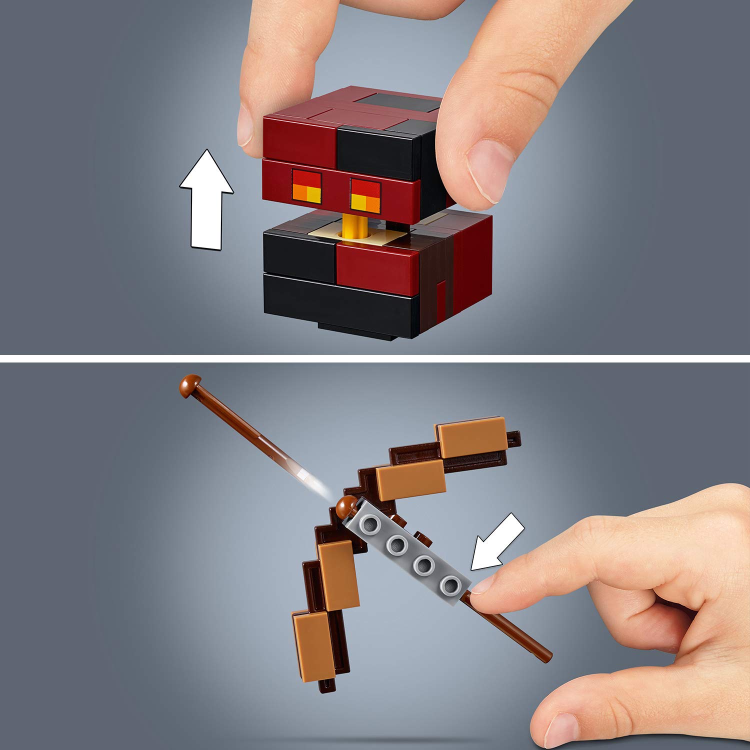 Maxi-figure Minecraft dello Scheletro con cubo di magma