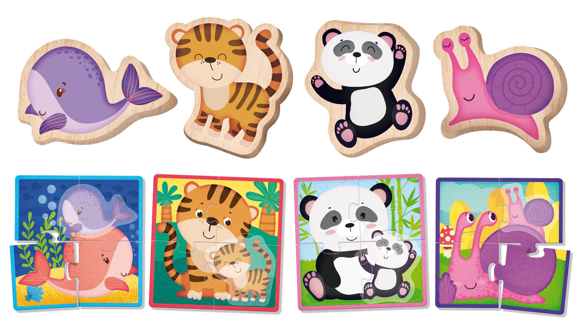 puzzle animals Montessori baby wood 