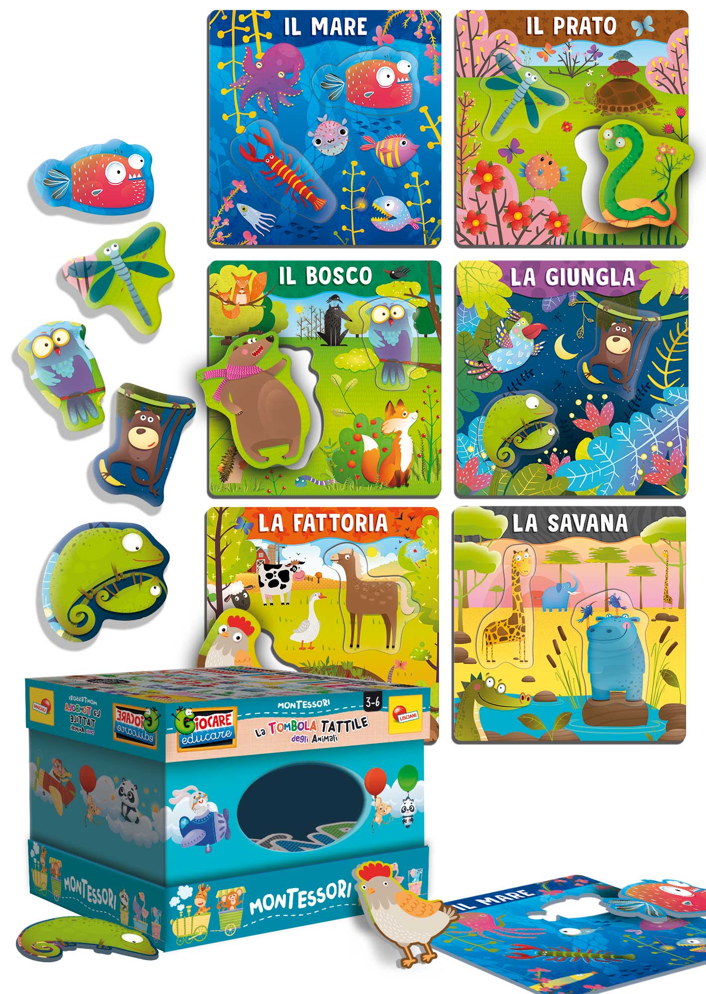 plus tombola tattile degli animali Montessori