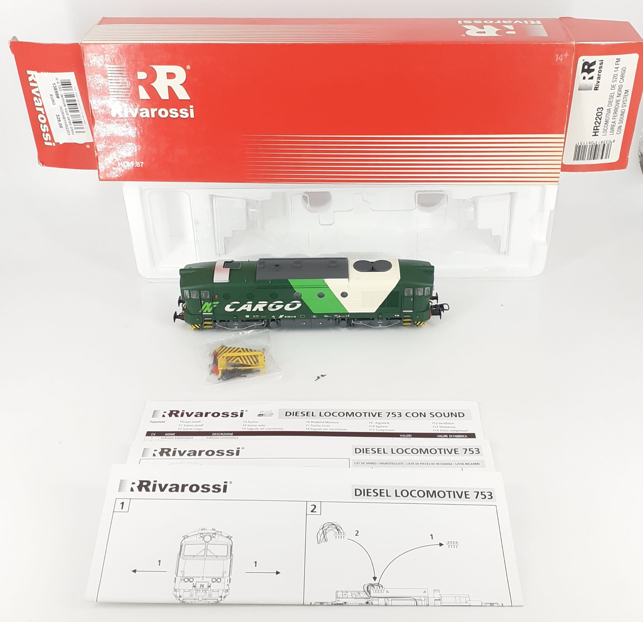 locomotiva diesel 753 DE 520.14 FM ferrovie nord cargo c/sound system