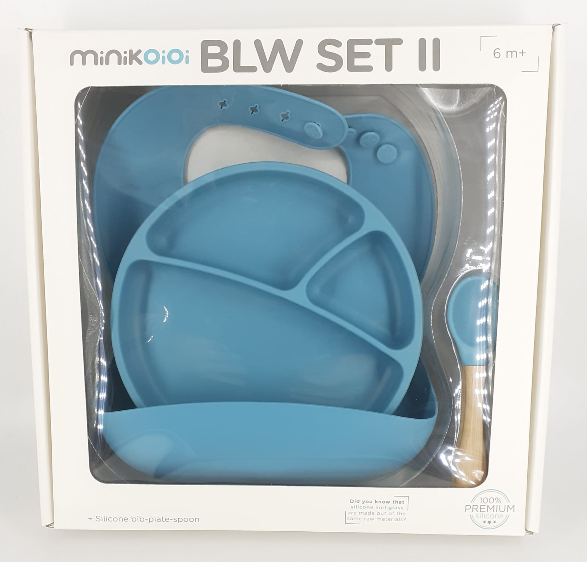 set pappa piatto e bavaglino cucchiaio verde acqua