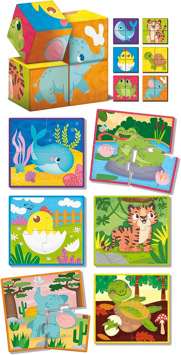 cubes and puzzle 2  Montessori baby wood 