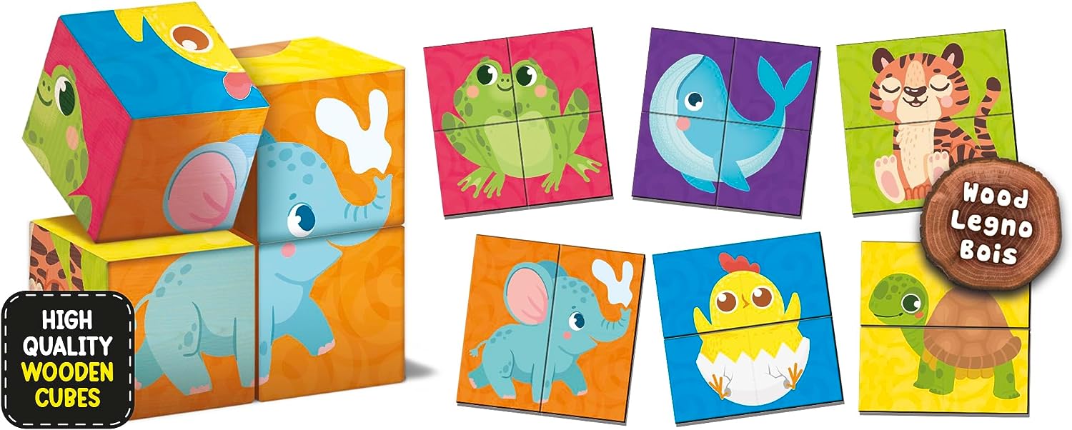 cubes and puzzle 2  Montessori baby wood 