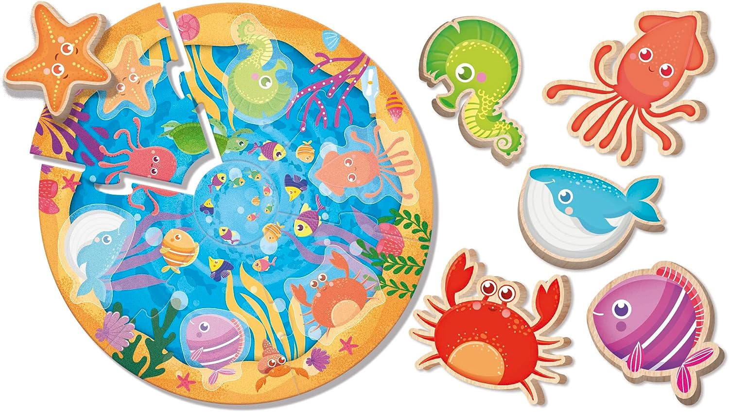 puzzle round Montessori baby wood 