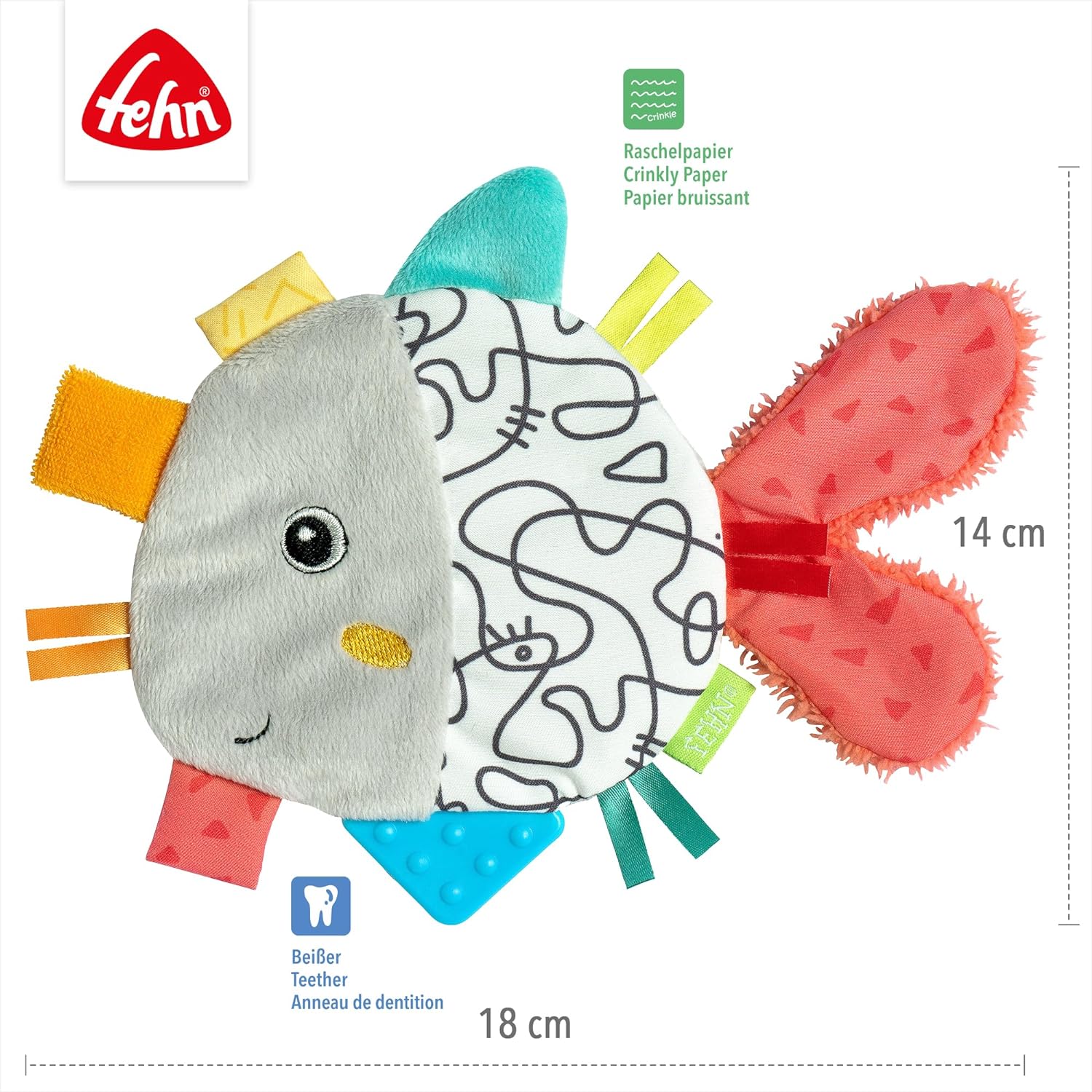 Doudou pesce in tessuto crepitante