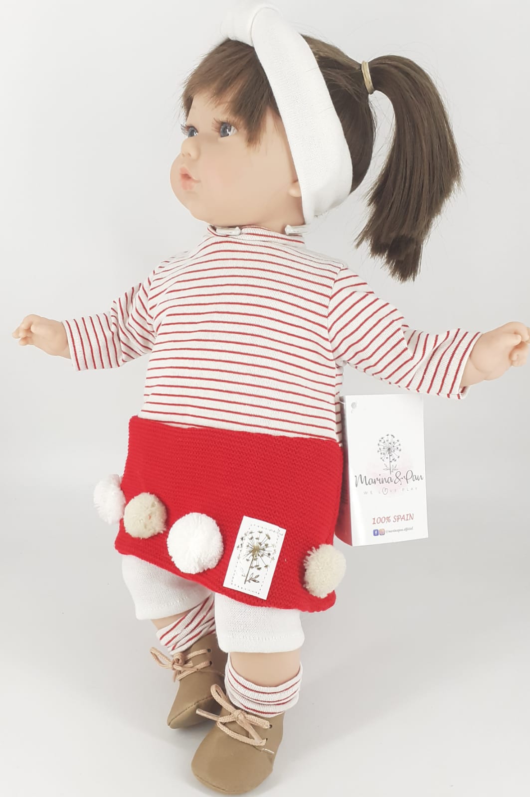 Bambola Alina righe rosse 45cm