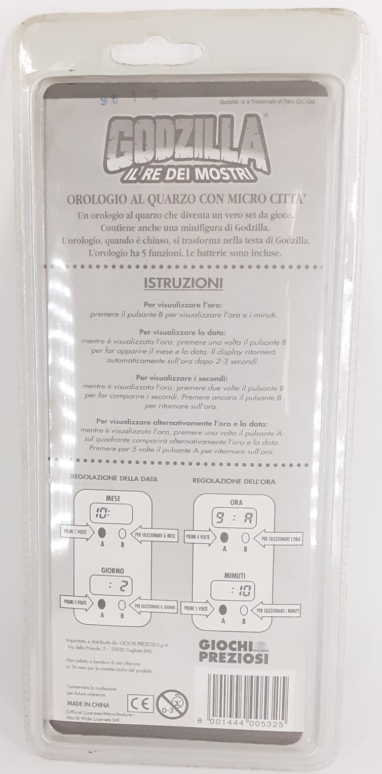 orologio Godzilla con microcittà il re dei mostri