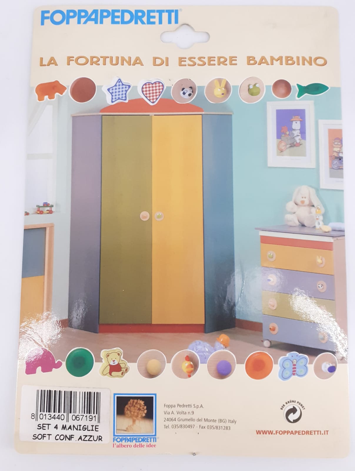 set 4 maniglie azzurre/bianche per mobili