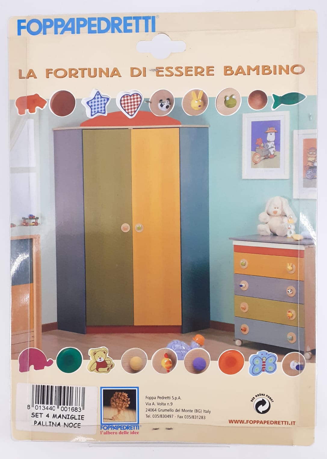 set 4 maniglie rotonde tinta noce per mobili