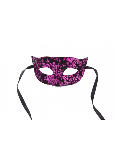 Maschera nera con decoro damascato fuxia 