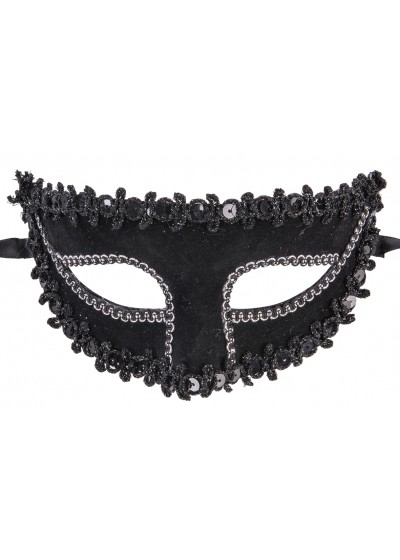 maschera nera in tessuto con paillettes