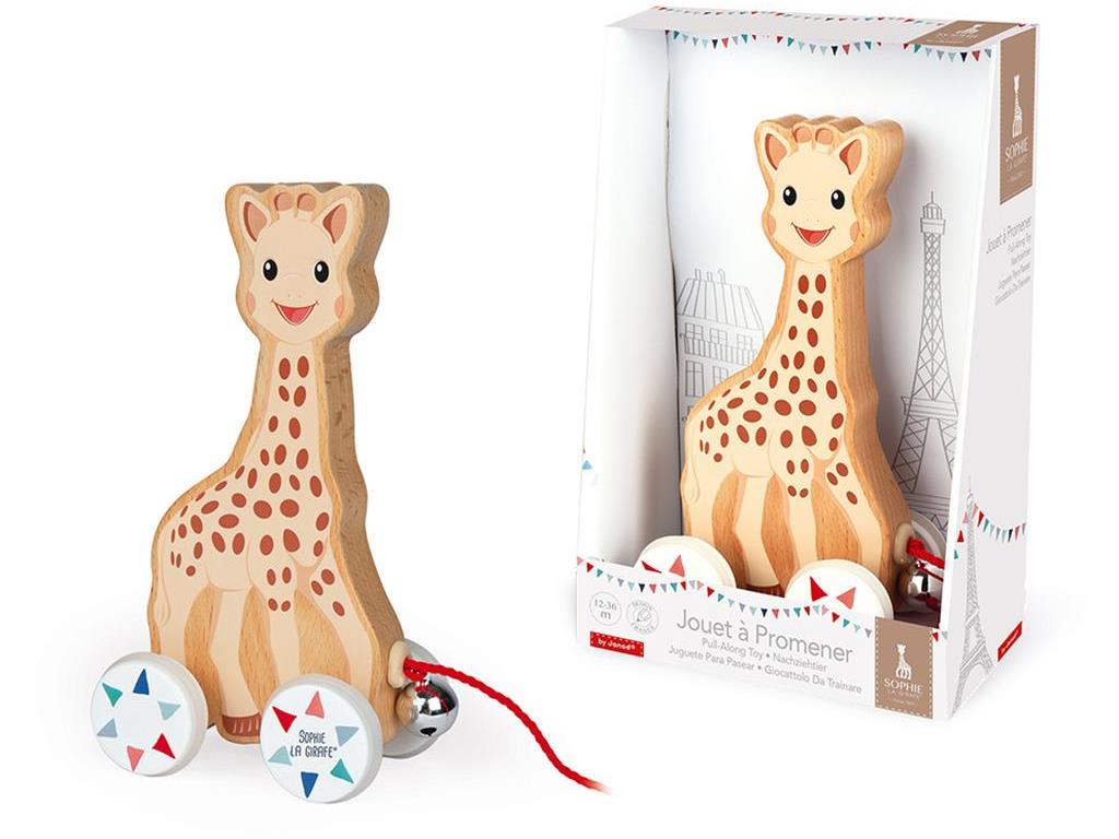 Sophie la Giraffe da trainare in legno