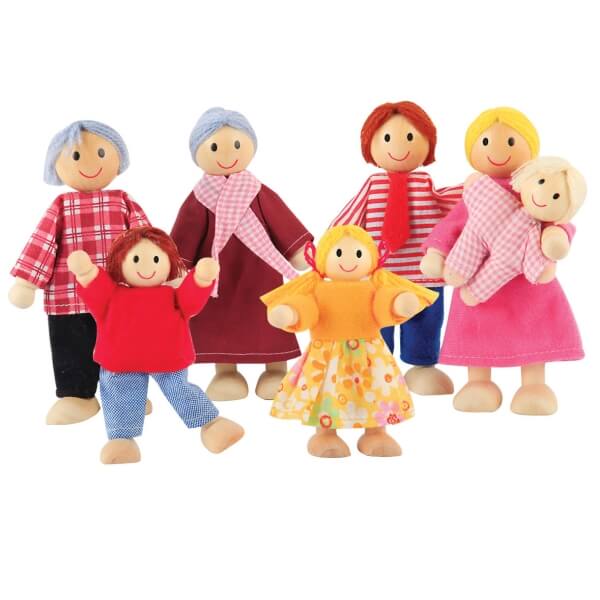 famiglia casa delle bambole con 7 personaggi