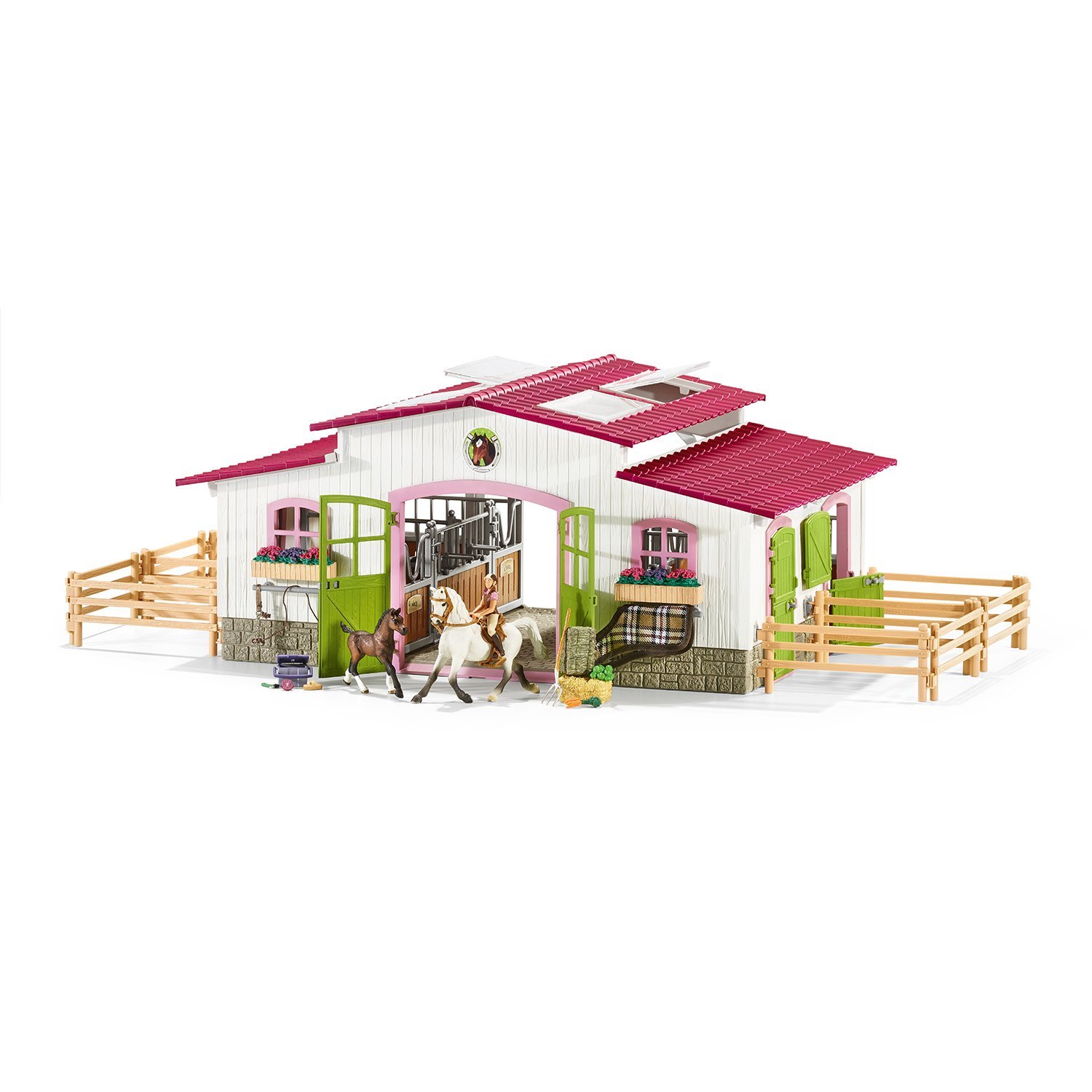 Centro equitazione con cavalli e accessori