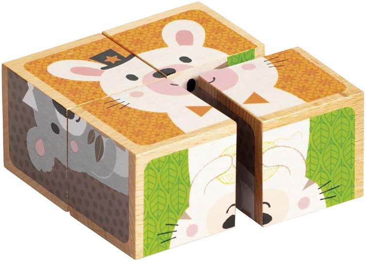 4 cubi in legno animali doudous