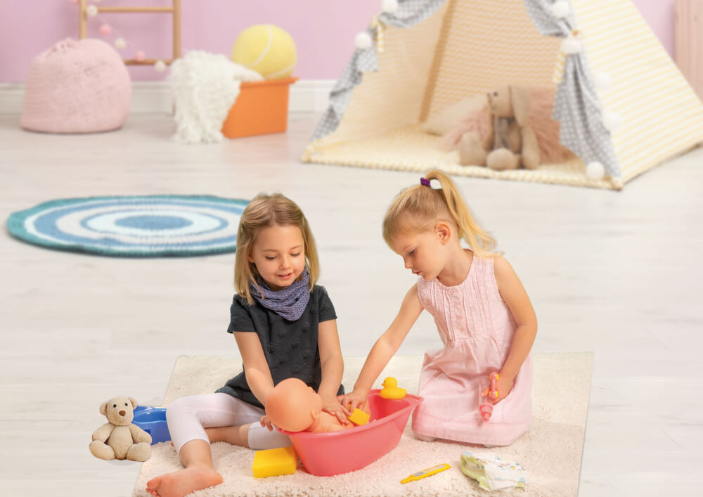 vaschetta bagno per bambola con accessori