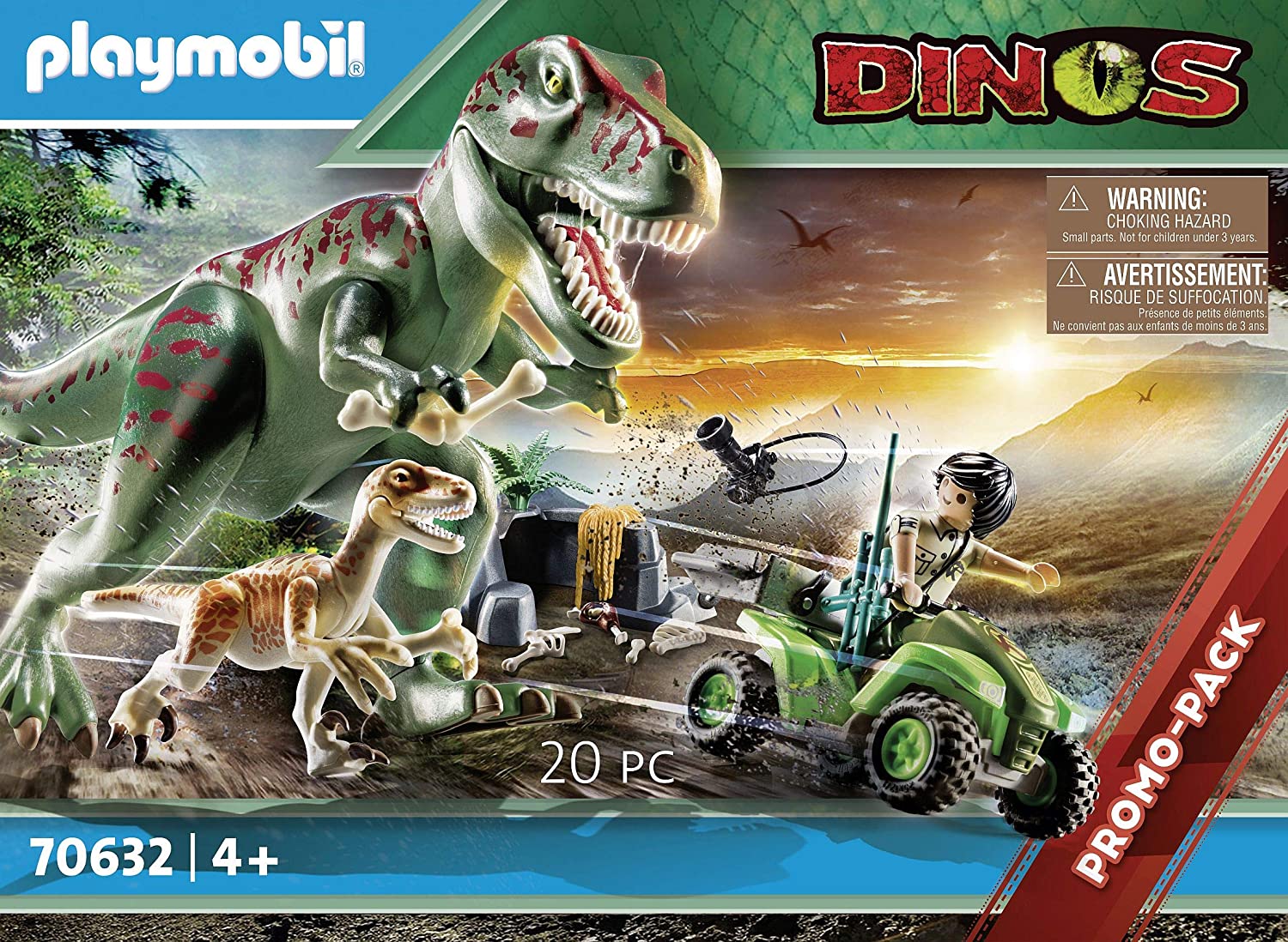L'Attaco dei Dinos T Rex con Raptor e Quad