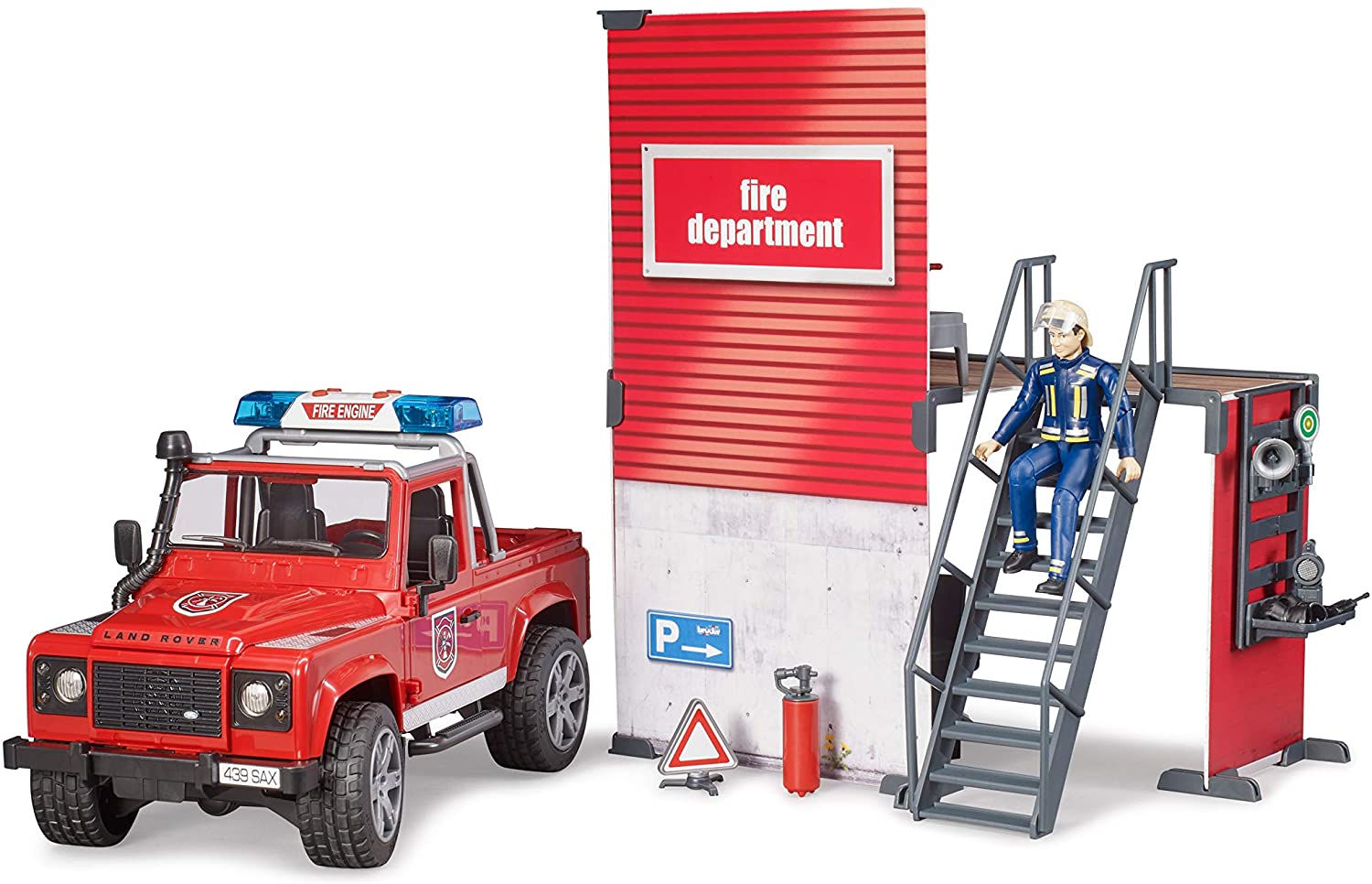 Stazione dei pompieri con land Rover Defender